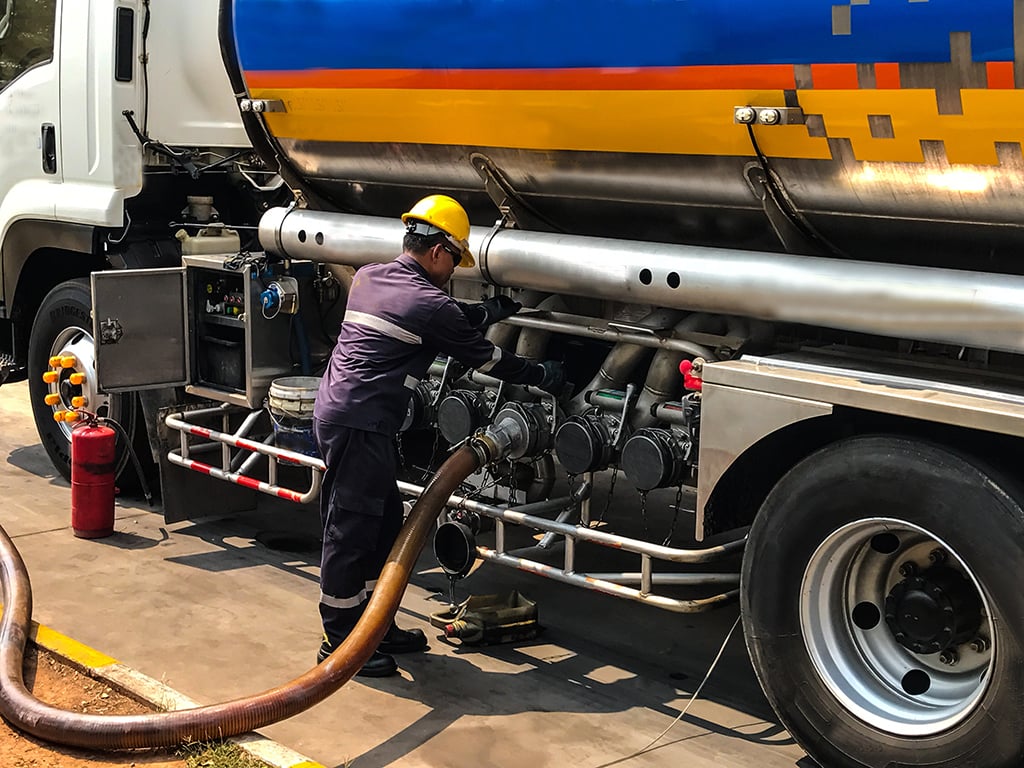 Petroleum tanker truck on a highway